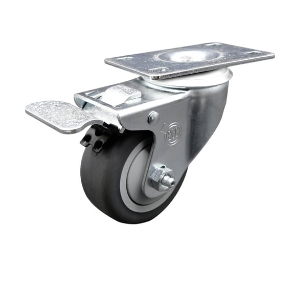 3 Inch Thermoplastic Rubber Wheel Swivel Top Plate Caster with Total Lock Brake