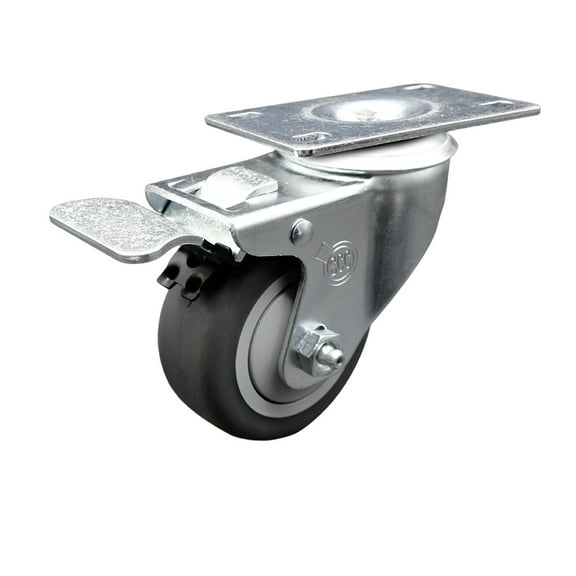 3 Inch Thermoplastic Rubber Wheel Swivel Top Plate Caster with Total Lock Brake