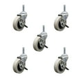 thumbnail image 1 of 3 Inch Thermoplastic Wheel 1-3/8 Inch Grip Ring Stem Caster with Brakes Set of 5, 1 of 2