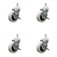 thumbnail image 1 of 3 Inch Thermoplastic Wheel 10mm Threaded Stem Caster Set with Brakes Set of 4, 1 of 3