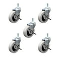 thumbnail image 1 of 3 Inch Thermoplastic Wheel 5/16 Threaded Stem Caster Set with Brakes Set of 5, 1 of 2