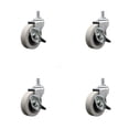 thumbnail image 1 of 3 Inch Thermoplastic Wheel 7/8 Inch Grip Ring Stem Caster with Brakes Set of 4, 1 of 3