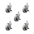 thumbnail image 1 of 3 Inch Thermoplastic Wheel 7/8 Inch Grip Ring Stem Caster with Brakes Set of 5, 1 of 2