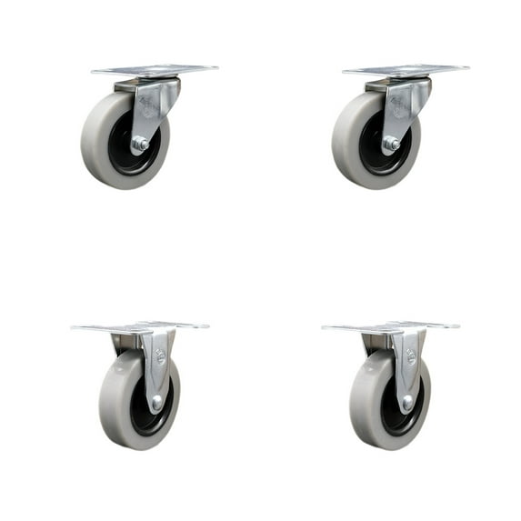 3 Inch Thermoplastic Wheel Top Plate Caster Set 2 Swivel 2 Rigid Service Caster
