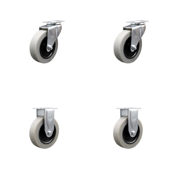 3 Inch Thermoplastic Wheel Top Plate Caster Set 2 Swivel 2 Rigid Service Caster
