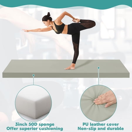 3-Inch Extra Thick Yoga Mat, PU Leather Anti-Tear Fitness Foam Exercise Mat for Yoga, Pilates, Stretching
