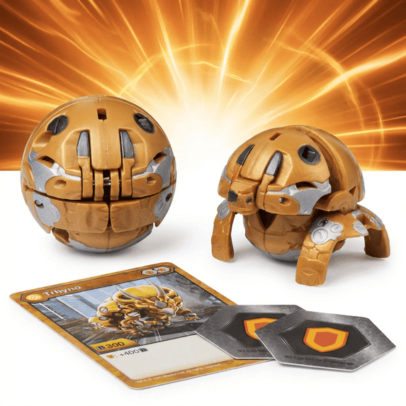 3-Inch Trhynoo Transforming Battle Figure, Character Collection Trading Card Game Set