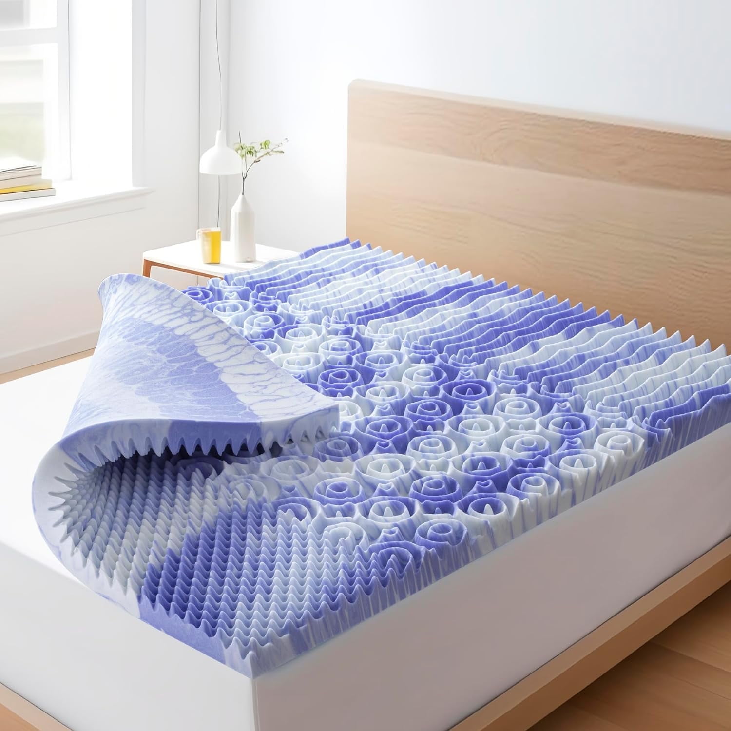 3 Inch Twin Purple Memory Foam Mattress Topper, Cooling Gel Foam