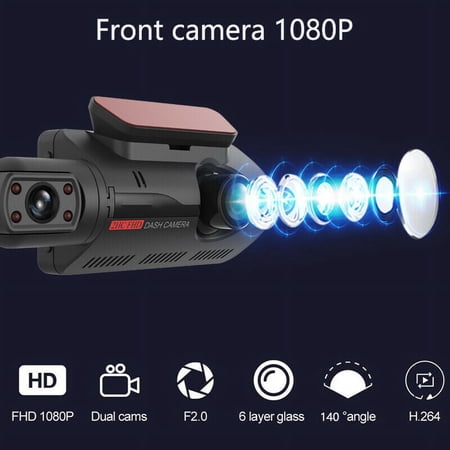 3 Inch Universal Car DVR Camera Angel Front and Rear Dual Lens Hidden Car Driving Recorder Parking Monitoring DashCam USA