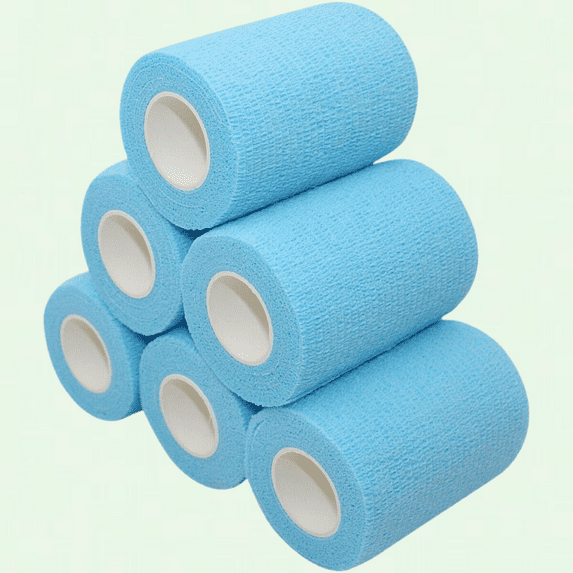 3 Inch Vet Wrap, Waterproof Cohesive Bandage Tape, Light Blue (Pack of 6)