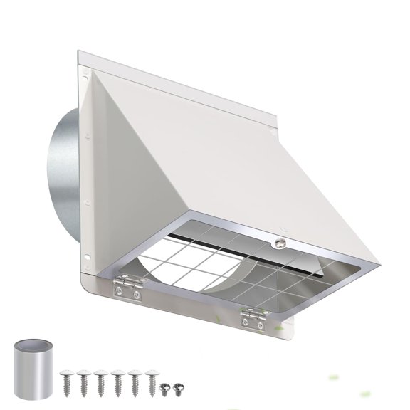 3 Inch White Metal Exterior Dryer Vent Cover Outdoor Wall Exhaust Air Hood