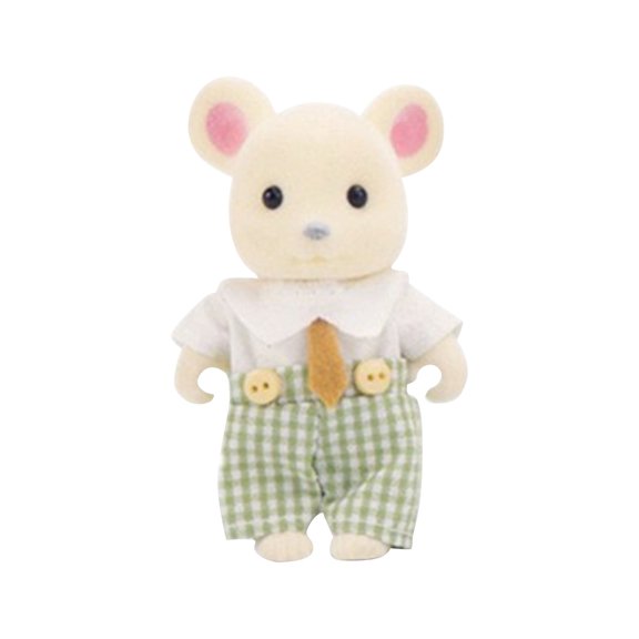 3 Inch White Mouse Animal Doll with Cloth Dress Simulation Miniature Model for Collector Scenes and Creative Desktop Ornaments