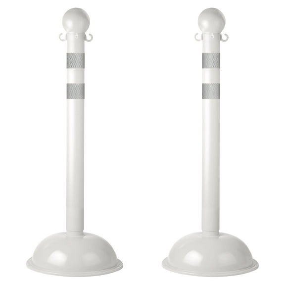 3 Inch White Reflective HeavyDuty Stanchion (2 Pk)