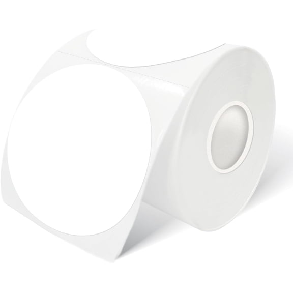 3 Inch White Round Thermal Sticker Labels, Self-Adhesive Circle Direct Thermal Labels, Multi-Purpose Roll Sticker Labels for DIY Logo Design, QR Code, Name Tag 410 Labels,1 Roll