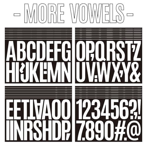 552 Pcs 3 Inch White Waterproof Vinyl Letter Number Stickers 32 Sheets for Mailbox, Vehicle & Business Address Signs