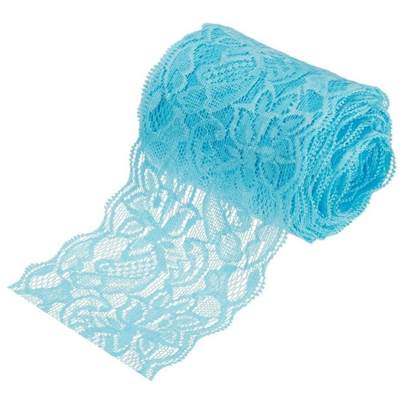 3 Inch Wide 10 Yard Lace Ribbon Floral Pattern Rose Embroidered Lace Trim for Sewing Making, and DIY Crafts, Gift Wrapping, Bouquets,Light blue