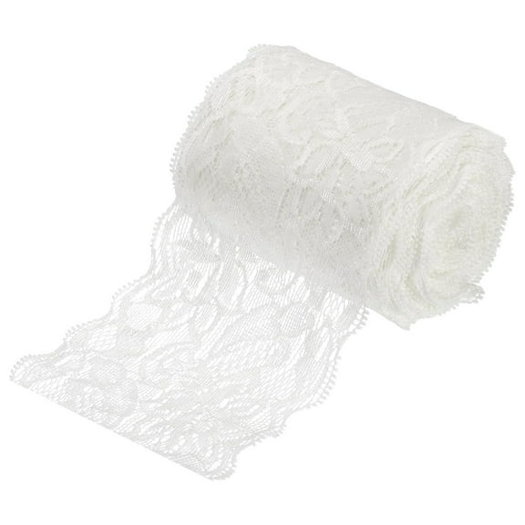 3 Inch Wide 10 Yard Lace Ribbon Floral Pattern Rose Embroidered Lace Trim for Sewing Making, and DIY Crafts, Gift Wrapping, Bouquets,White