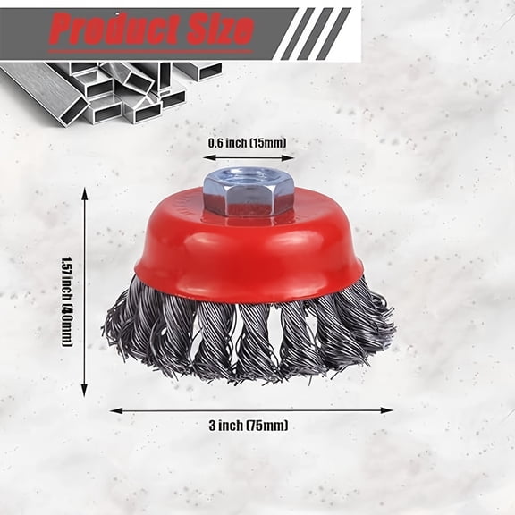 3 Inch Wire Wheels, 3 Inch Wire Cup Brush , Twist Knotted Carbon Steel Wire Wheel with 5/8"-11 UNC Thread Arbor
