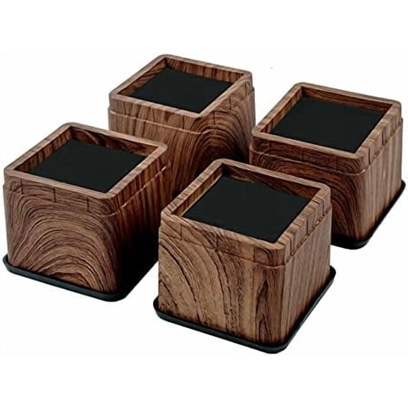 3 Inch Wood Bed Risers Furniture Risers Bed Frame Lifters in Heights of 3 or 6 Inch Heavy Duty Set of 4 Square