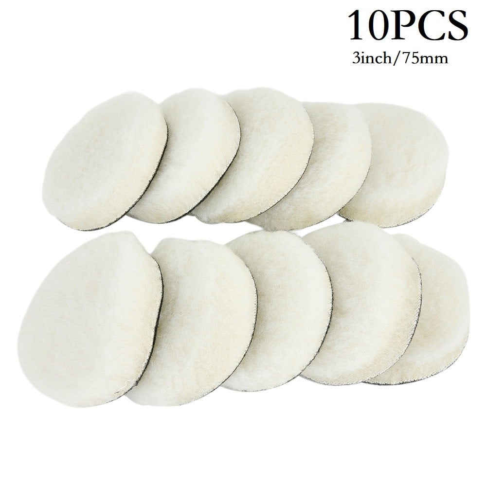 3 Inch Woolen Polishing Buffer Pads Set 10 Pack Heavy Cut Pads for Car Polisher Grinding Cleaning Tools