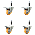 thumbnail image 1 of 3 Inch Yellow Poly Swivel 7/8 Inch Expanding Stem Caster Set Total Lock Brake, 1 of 1