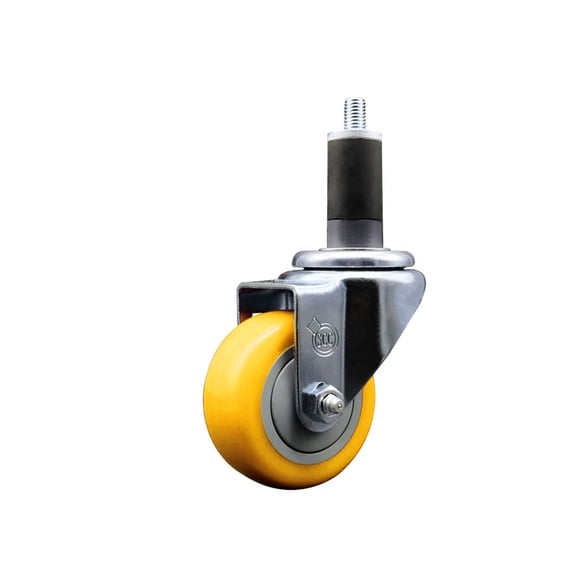3 Inch Yellow Poly Wheel Swivel 1-1/4 Inch Expanding Stem Caster SCC