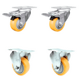 thumbnail image 1 of 3 Inch Yellow Polyurethane Swivel Top Plate Caster Set 2 Lock Brakes 2 Rigid SCC, 1 of 3