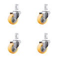 thumbnail image 1 of 3 Inch Yellow Polyurethane Wheel Swivel 7/8 Inch Square Stem Caster Set SCC, 1 of 2