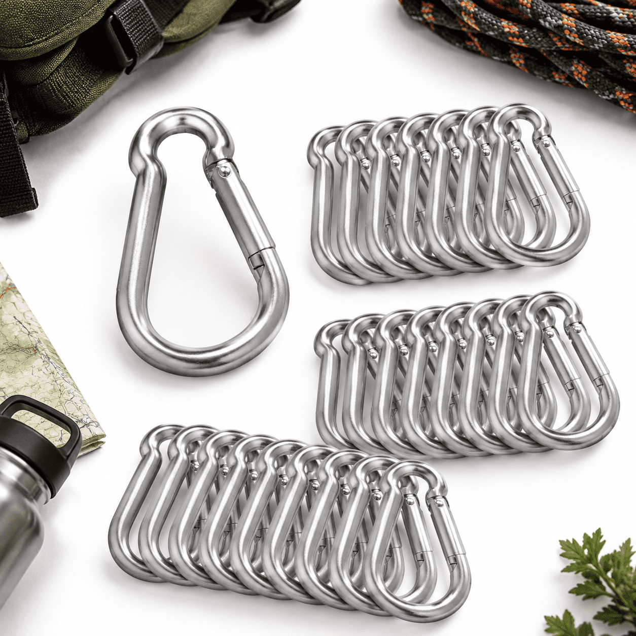3 Inch Zinc-Galvanized Steel Spring Snap Hook Carabiners, 30 Pack ...