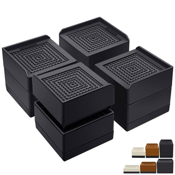 3 Inch-black(square) Furniture Risers, Heavy Duty Stackable Support Blocks for Beds Desks Tables Sofas