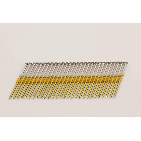 3" Inch by 0.131-1000 Pcs. per Carton- Type 304 Stainless Steel 21 Degree (Fits 20-22 Degree Nailers) Plastic Strip - Ring Shank - Full Head Nails