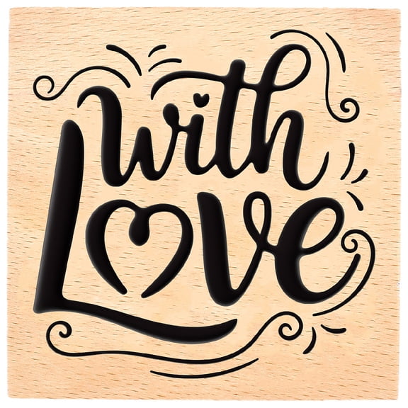 3 Inch with Love Wood Rubber Stamps Large Wooden Word Stamp Reusable Decorative Funny Journaling Invitation Seals