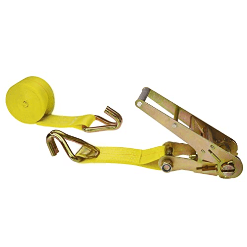 3 Inch x 20 Foot Ratchet Strap with Wire Hooks, 3 Inch Ratchet Straps, Yellow J Hook Ratchet Straps for Flatbed Trailers, 5,400 lbs. Working Load Limit$$Tools & Hardware Other