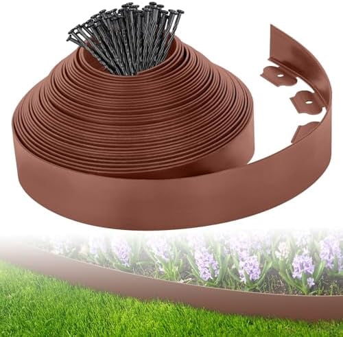 3-Inch x 50 FT Landscape Edging Border with 75 Stakes, Garden Border ...