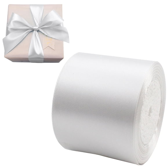 3 Inch x25 Yards White Satin Ribbon Wide Ribbon for Wedding Chair Sash Gift Wrapping Christmas DIY
