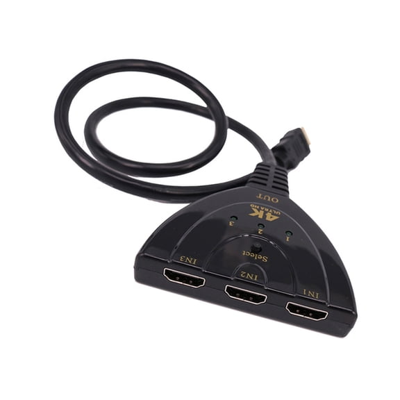 3 Input 1 Output HDTV Switcher 4K Resolution Multiple Devices Compatibility