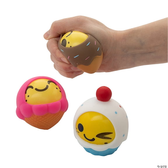 3" Interchangeable Food with Foam Smile Face Stress Ball Toys - 12 Pieces