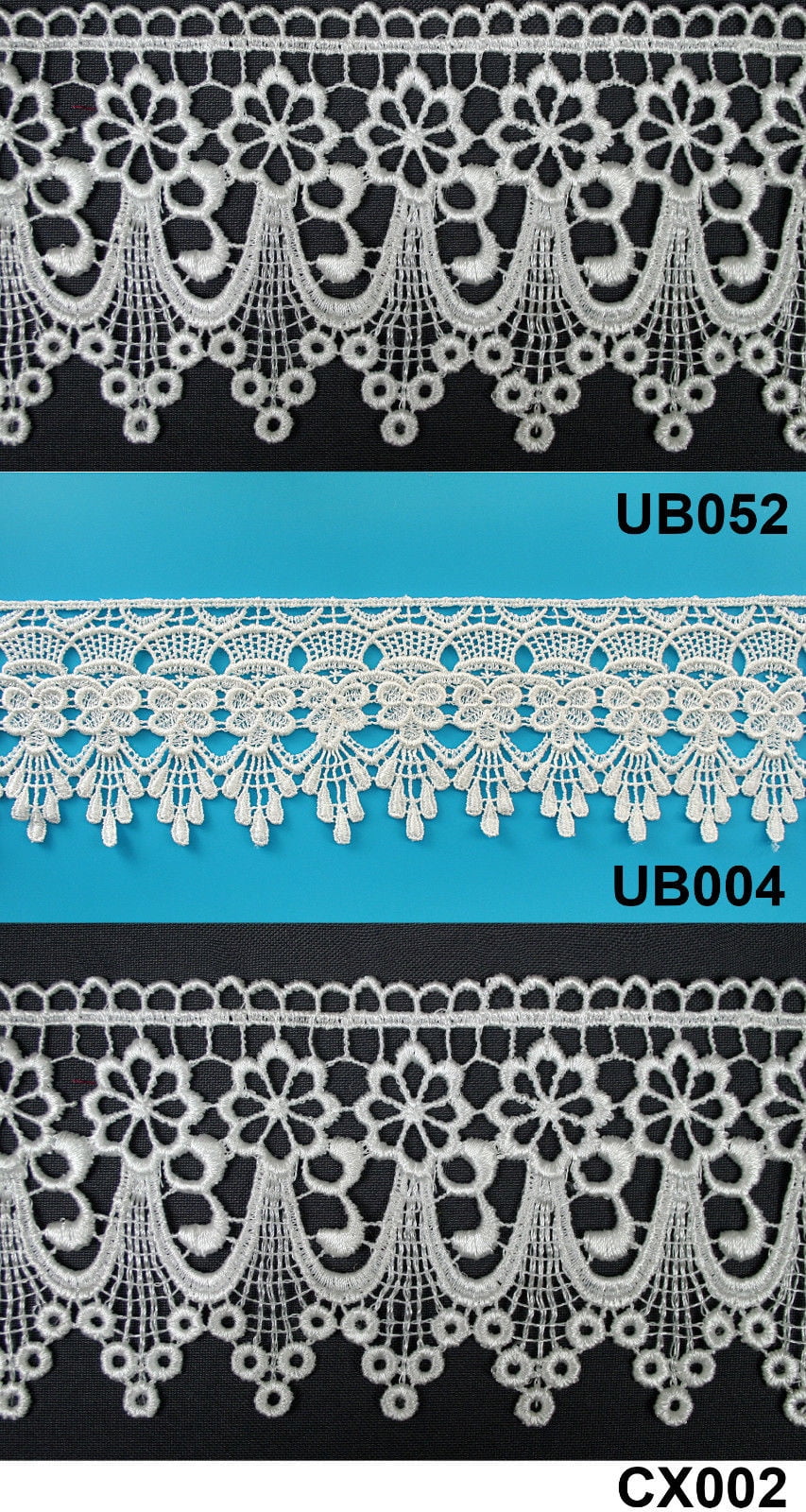 3" Ivory Embroidered Venice Lace Trim Floral Guipure Trimming Supplies By Yard