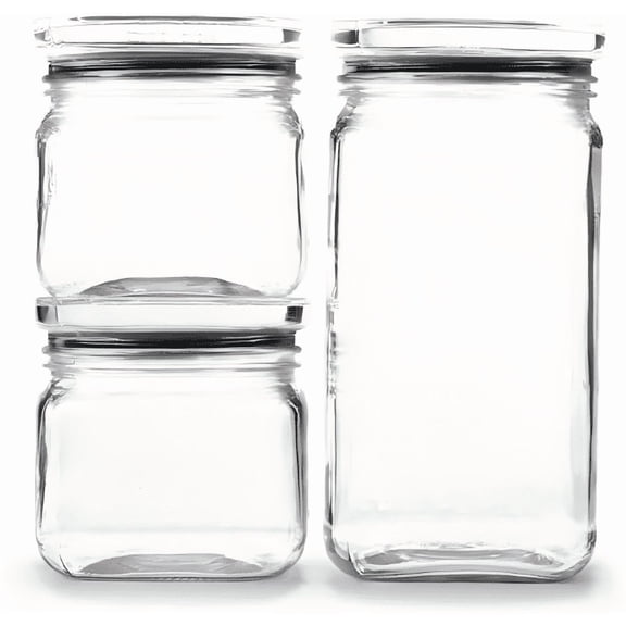3 Jar Set, Stack & Store Jars with Airtight Stackable Lid, (2) 4 Cup and (1) 9.9 Cup