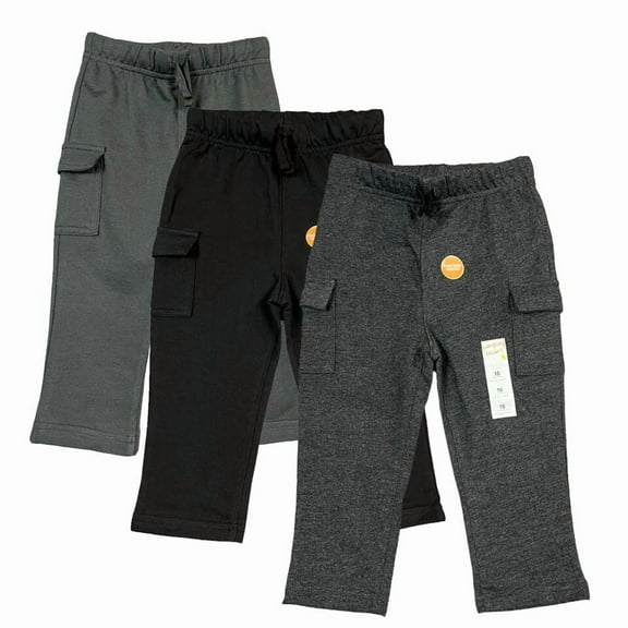 3 Jumping Beans Baby Infant Boys French Terry Cargo Pants Size 12M Black/ Gray/Olive