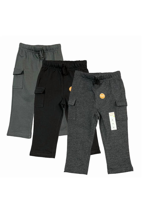 3 Jumping Beans Baby Infant Boys French Terry Cargo Pants Size 12M Black/ Gray/Olive