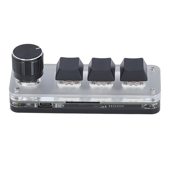 3 Key 1 Knob Mini Mechanical Keypad with RGB Backlight Dustproof Red Switch USB C Wired Macro Console, 3.94 x 1.38 in / 10 x 3.5 cm