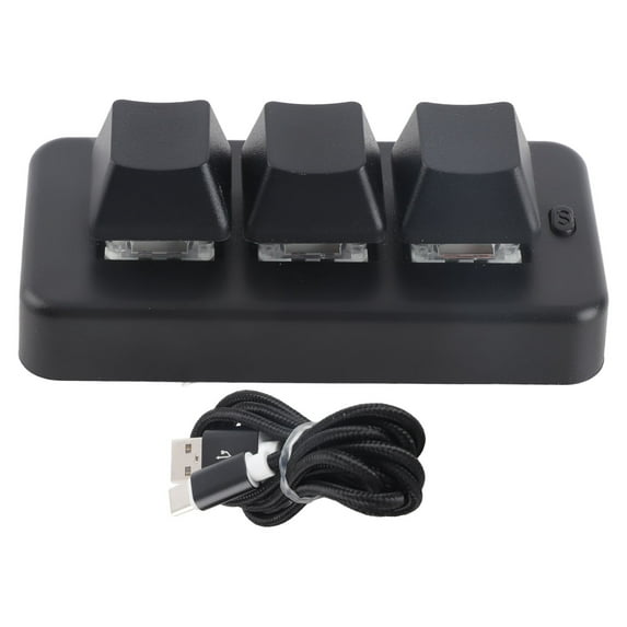 3 Key Keypad, USB Interface RGB Backlit OSU Keypad Plug And Play Programmable Design 3 Keys For PC For Computer For Game
