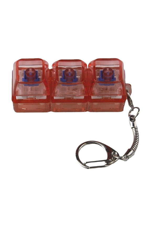 3-Key Mechanical Switch Keyboard Fidget Keychain, Stress Relief Clicky Fingertip for Anxiety, Portable Decompression Gift for Office Workers and Gamers, Transparent Multi-Color