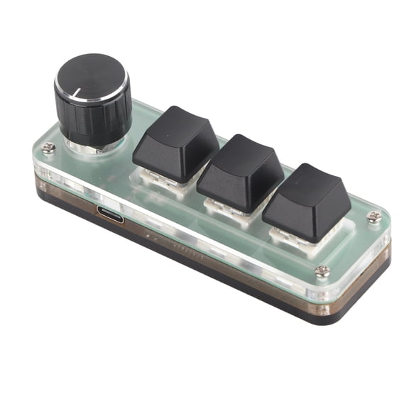3 Key USB Mechanical Macro Keyboard, OSU Gaming Pad with Knob, RGB Programmable Shortcuts, Black