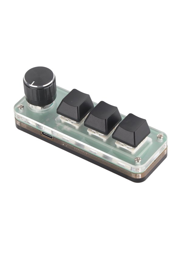 3 Key USB Mechanical Macro Keyboard, OSU Gaming Pad with Knob, RGB Programmable Shortcuts, Black