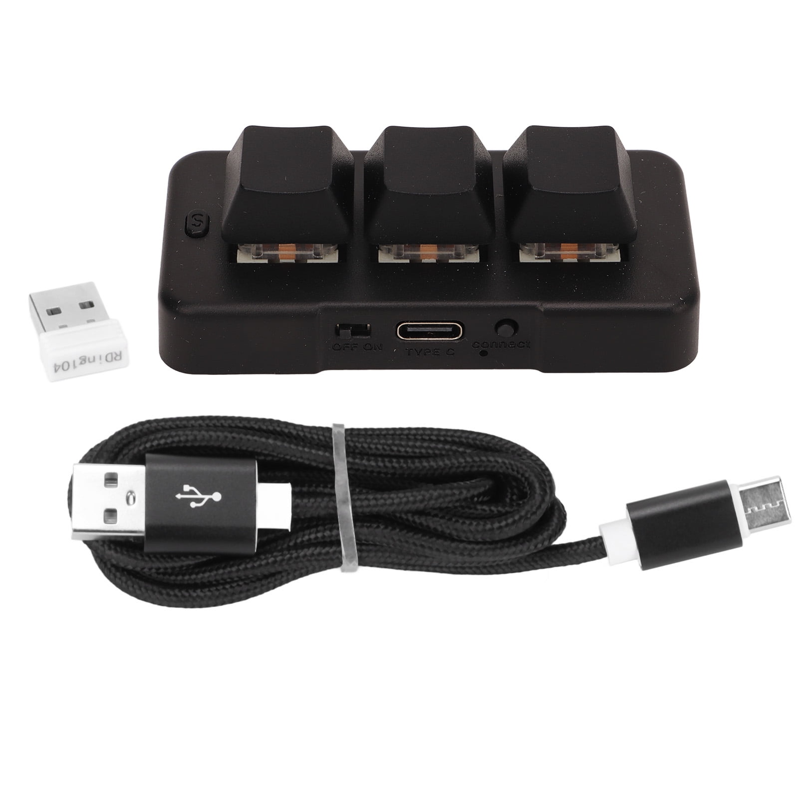 3 Keys Keyboard RGB Backlight USB 2.4g Wireless Three Button Three Mode ...