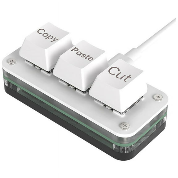 3 Keys Macro Programming Mini Keyboard for Photoshop Gaming Hotswap Programming Keypad Copy Paste Macropad White Type A