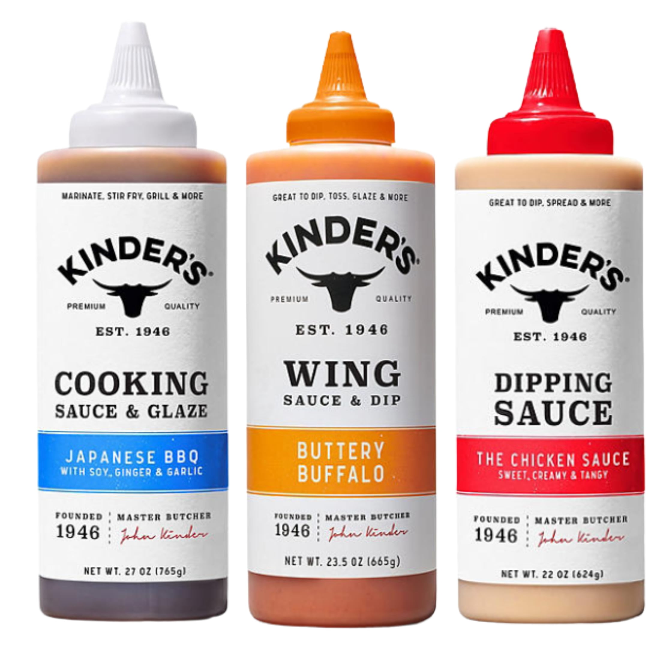 (3) Kinder's Kitchen Condiments Set Japanese BBQ Buttery Buffalo Wing