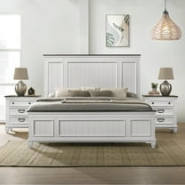 3 King Bedroom , Bed And Nightstands, Appealing Lines Modern Panel 2 Solid Wood Structure